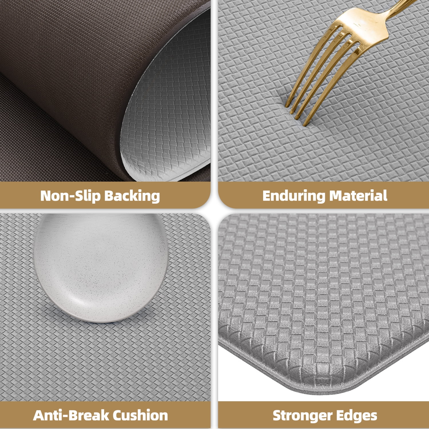 PABUBE Kitchen Rug and Mat Kitchen Mat Anti Fatigue, Non Slips Kitchen Floor Mat, Kitchen Rug or Mat Washable, 17"x 95", Gray