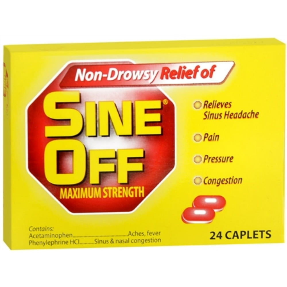 SineOff Caplets Maximum Strength 24 Caplets (Pack of 6)