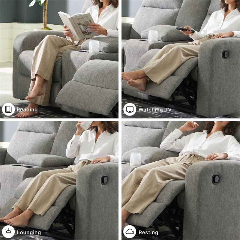 Signature Design by Ashley Carrigan Lane Gray Reclining Loveseat with Console