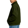 thumbnail image 4 of Cethrio Boys Full Zip Sweatshirts, Casual Long Sleeve Stand Collar Fleece-lined Fall Jackets with Pockets Size 7-8 Years Army Green, 4 of 7
