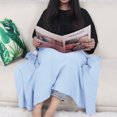 thumbnail image 2 of Cotton Throw Blanket Moss Stitch Solid Soft Sofa Couch Bed Decorative Knitted Blanket Pale Blue 30 'x 40", 2 of 8