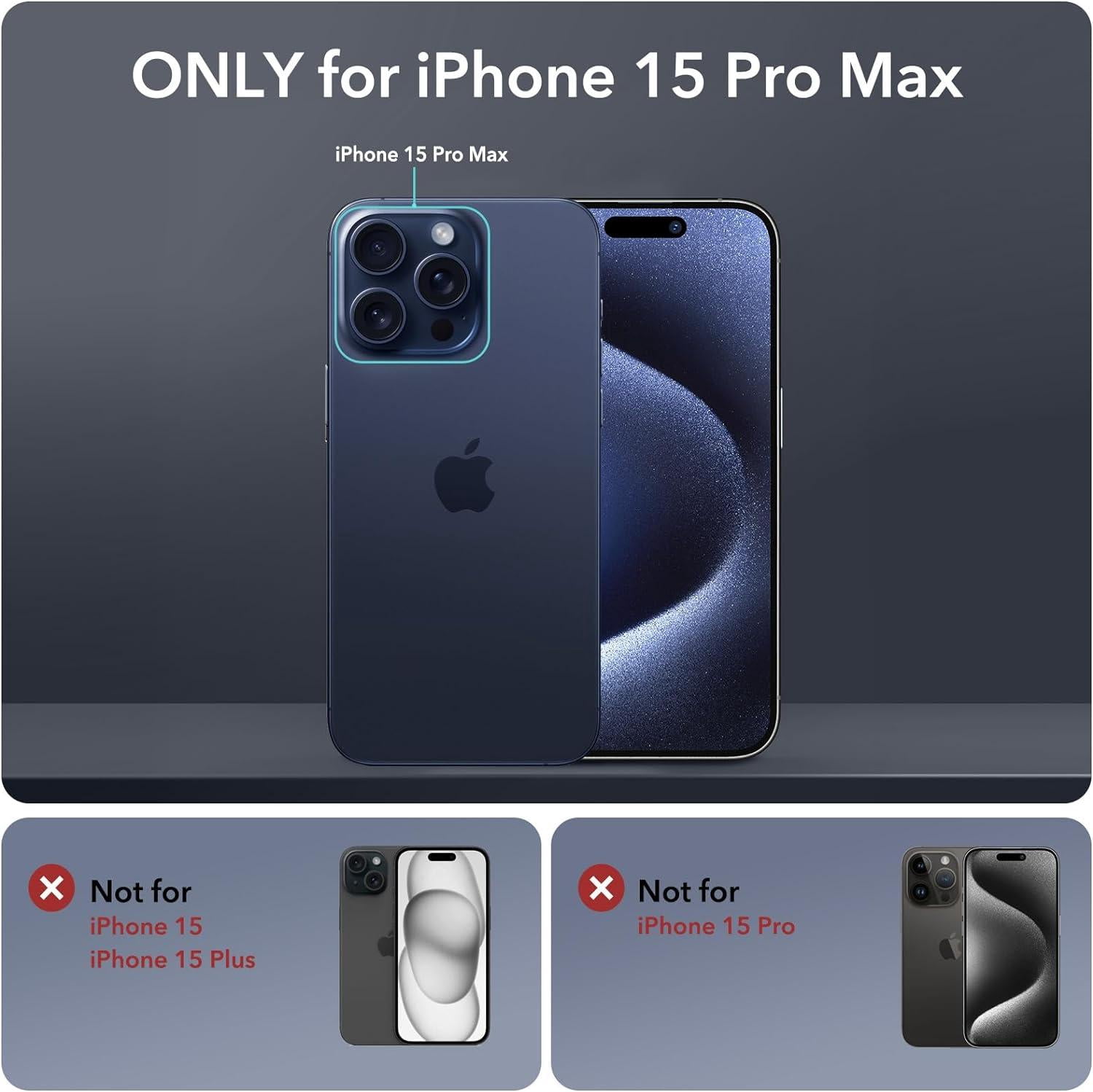 ESR Exceeds Military Grade Protection Case for iPhone 15 Pro Max, Black
