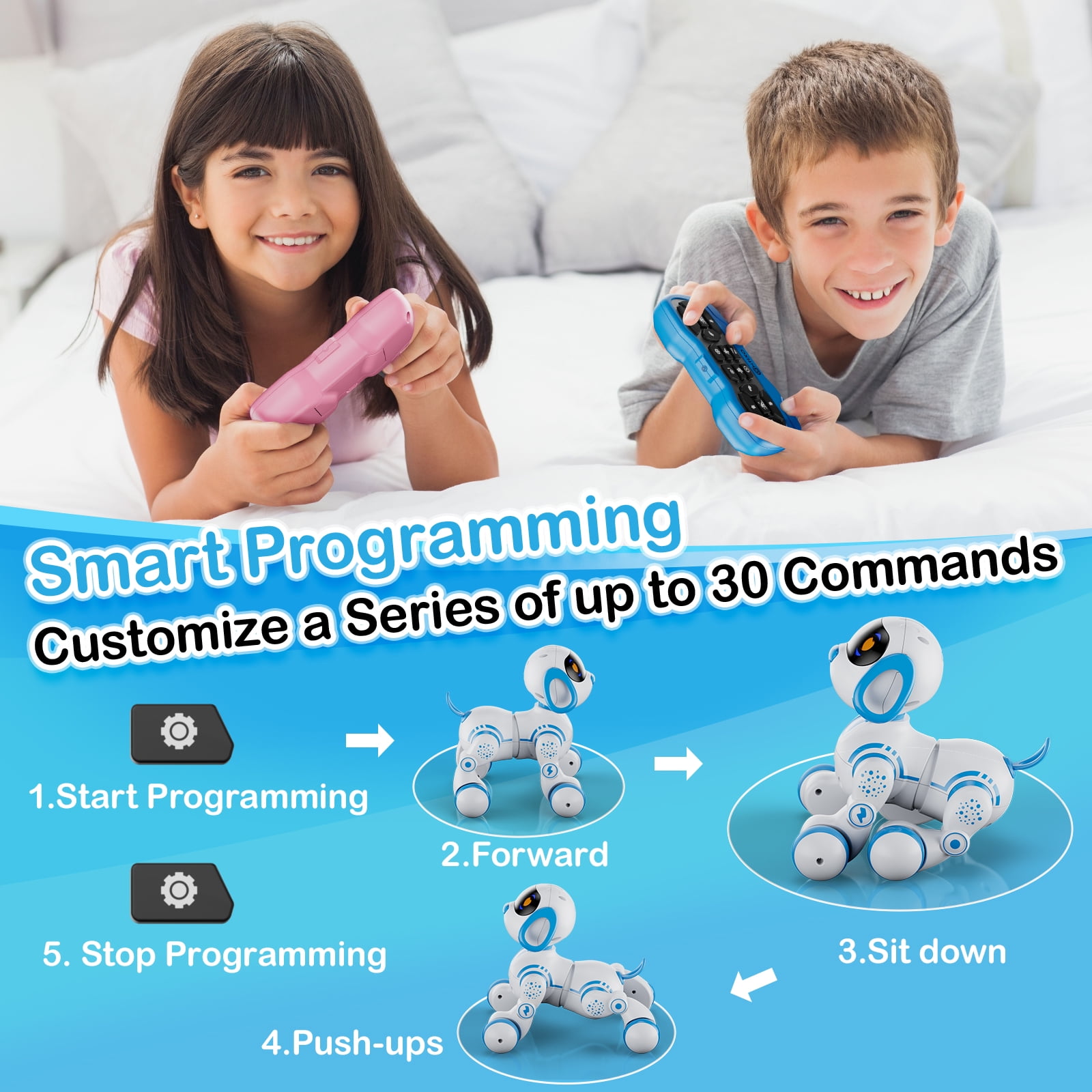 Contixo R3 Electronic Robot Dog, Interactive Smart Puppy Robot Toys, Kids Toys with Lights & Sounds, Blue