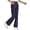 Navy, variant on Girls School Uniform Flare Pants, Kids Solid Color Bootcut Casual Trousers Half Elastic Waist band, Mock Fly, Belt Loops and Side Pocket for School Uniforms and Everyday Wear