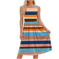 thumbnail image 7 of ClodeEU Women's Crew Neck Sleeveless Floral Print A Line Midi Dress,Casual Summer Swing Dress Orange,Women's Plus M, 7 of 7