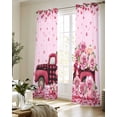 thumbnail image 5 of Valentine's Day Sheer Curtains 63 Inch Length 2 Panels Set for Living Room/Bedroom, Romantic Love Roses Truck Ombre Pink Kitchen Curtains Grommet Semi-Sheer Curtains Window Treatments 42"x63"x2, 5 of 7