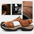 thumbnail image 5 of Visionreast Men Sandals Leather Outdoor Hiking Sandals Waterproof Athletic Sports Sandals Fisherman Beach Shoes Closed Toe Water Sandals, 5 of 7
