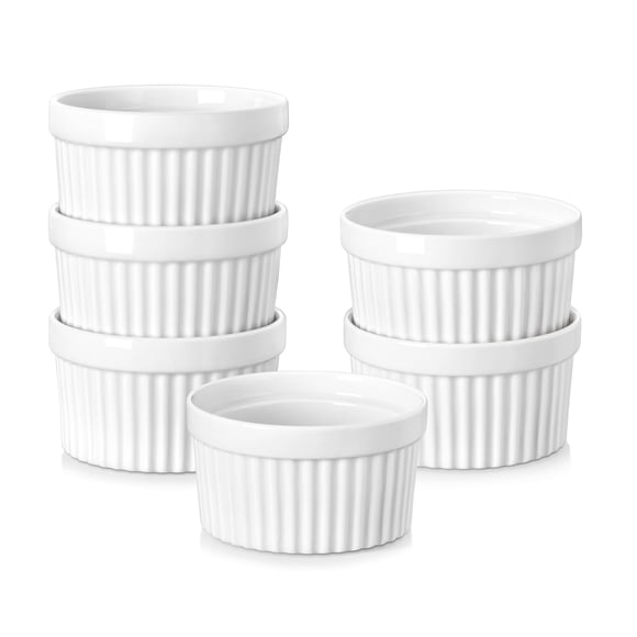 MALACASA Ramequins 4 oz Allant au Four, Ramequins en Porcelaine Crème Brûlée Pudding Crème Anglaise Coupes Petit Cérami
