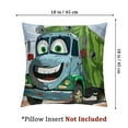 thumbnail image 4 of Garbage Truck Pillow Sham, Mascot Cartoon Illustration of a Trash Vehicle with a Weird Smile Funny Theme, Decorative Standard Queen Size Printed Pillowcase, Multicolor, 4 of 7