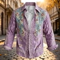 thumbnail image 5 of Mens Boho Hawaiian Hippie Patterned Shirt Retro Casual Button Down Top Vacation Holiday Resort Outfit Blouse, 5 of 5