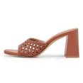 thumbnail image 2 of YDN Women Open Round Toe Woven Mules Slip on Cutout Chunky High Heels Casual Dressy Work Slide Sandals Size 14 Brown, 2 of 4