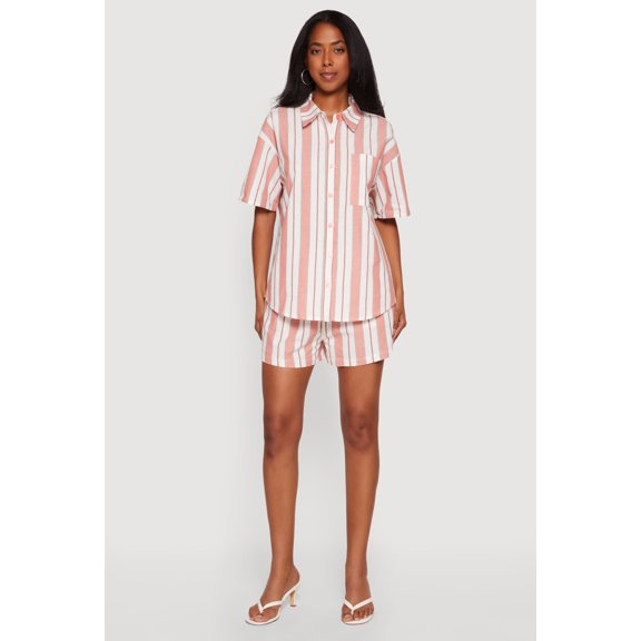 Women's High Waisted Striped Casual Shorts
