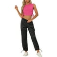 thumbnail image 2 of Allegra K Casual 2pc Outfits for Women's Sleeveless Tank Top Satin Cargo Pants Tracksuit, 2 of 5