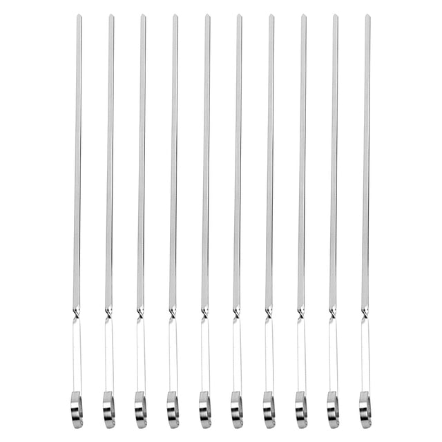 Shisuyan 10 Pcs Brochettes Plates en Acier Inoxydable Épaissies Réutilisables pour Barbecue en Plein Air