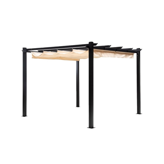 Pérgola Toldo Retráctil de 3x3 Relan de Aluminio Color Beige