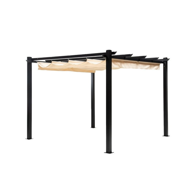Pérgola Toldo Retráctil de 3x3 Relan de Aluminio Color Beige