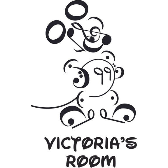 Music Notes Cartoon Design Customized Name Wall Decal - Custom Vinyl Wall Art - Personalized Name - Baby Girls Boys Kids Bedroom Wall Decal Room Decor Wall Stickers Decoration Size (35x40 inch)