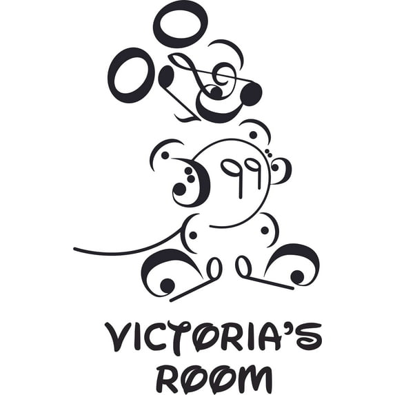 Music Notes Cartoon Design Customized Name Wall Decal - Custom Vinyl Wall Art - Personalized Name - Baby Girls Boys Kids Bedroom Wall Decal Room Decor Wall Stickers Decoration Size (8x10 inch)