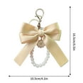 thumbnail image 3 of Pearl Bow Keychain Wistlet,Bowknot Keychains Wristlet,Tassel Bow-knot Keychain Bow Bag Charm Cute Car Key Ring,for Girls Women, 3 of 5