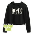 thumbnail image 2 of ACDC - Glow In The Dark - Back In Black - Juniors Cropped Pullover Hoodie, 2 of 5