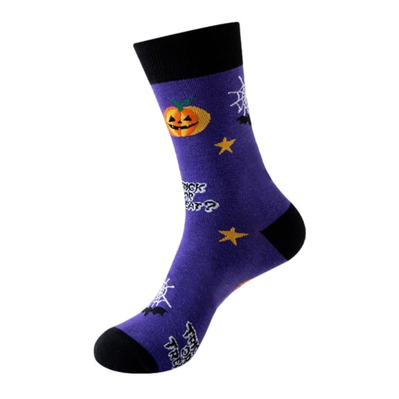 ZHENHONG Socks for Women, Halloween Christmas Novelty Crazy Cotton Colorful Cute Stockings, Halloween Costumes Purple
