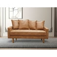 thumbnail image 1 of Koby Home Mid-Century Loveseat 58" Sofa Seat Faux Leather Sofas Couches 2-Seater Camel Brown, 1 of 5