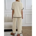 thumbnail image 3 of SWSMCLT Women's Baggy 2 Piece Outfit Autumn Crew Neck Date Breathable Comfy Matching Set Billowy Matching Outfit Apricot Large, 3 of 5