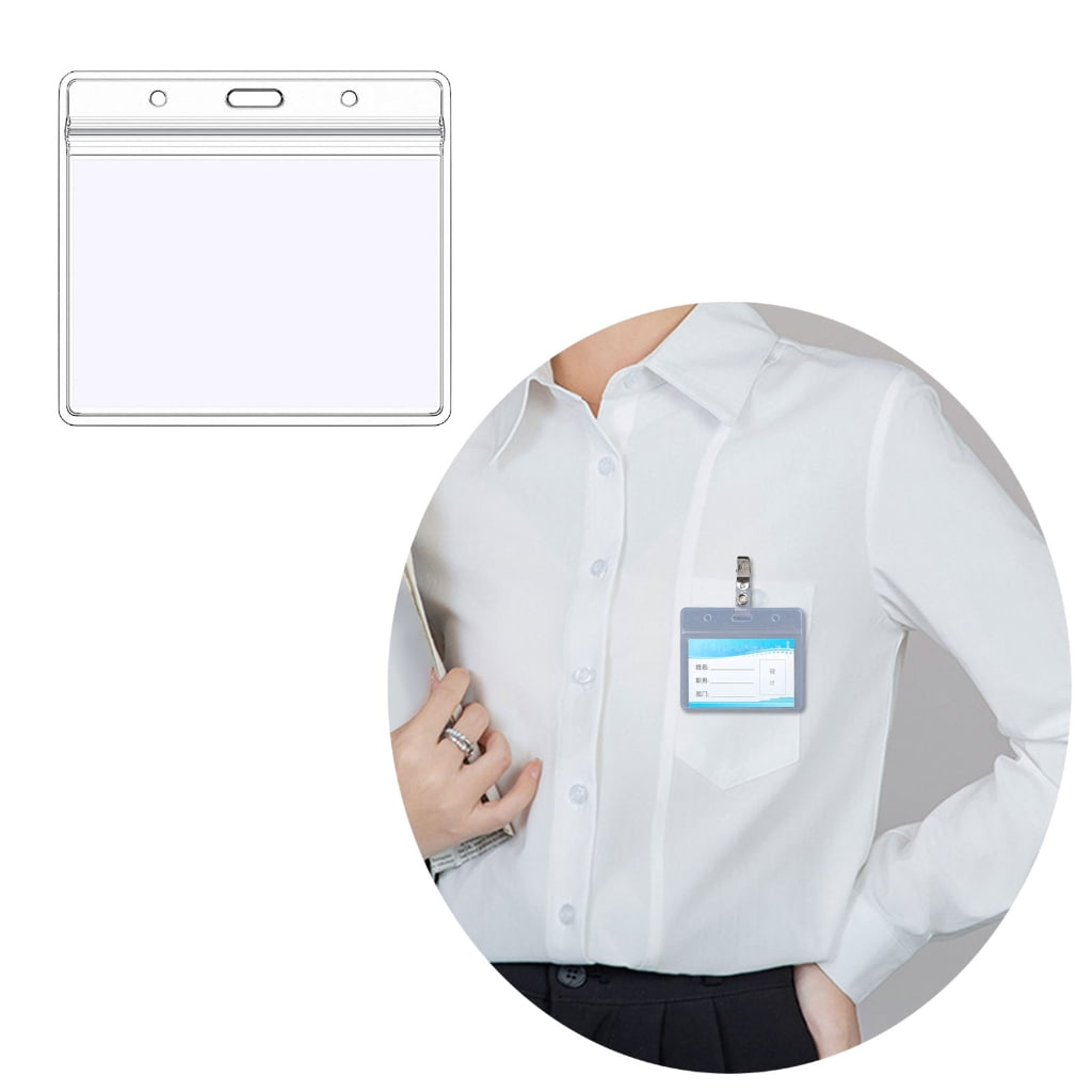 JZROCKER 100 Pcs Badge Holder Name Card Holder Card Holder Clear Credit Card Badge Holder for Office School