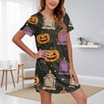 thumbnail image 2 of MEICHEN Halloween Pumpkin Print Sleep Dress for Women Casual Short Sleeve Crewneck Nightgown Summer Fall Fashion Loose Loungewear, 2 of 4