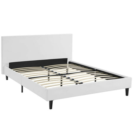 Modern Contemporary Urban Design Bedroom Full Size Platform Bed Modern Contemporary Urban Design Bedroom Full Size Platform Bed Frame White Faux Leather Wood
