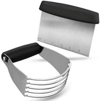 QiShi Pastry Cutter Set,Pastry Blender and Dough Scraper, Professional Stainless Steel Bladed Dough Cutter/Blender Scraper Chopper Set for Kitchen Baking Tools (2 Pack)