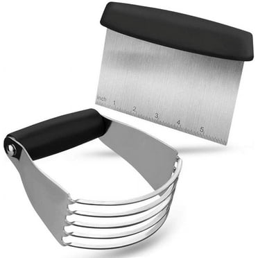 QiShi Pastry Cutter Set,Pastry Blender and Dough Scraper, Professional Stainless Steel Bladed Dough Cutter/Blender Scraper Chopper Set for Kitchen Baking Tools (2 Pack)
