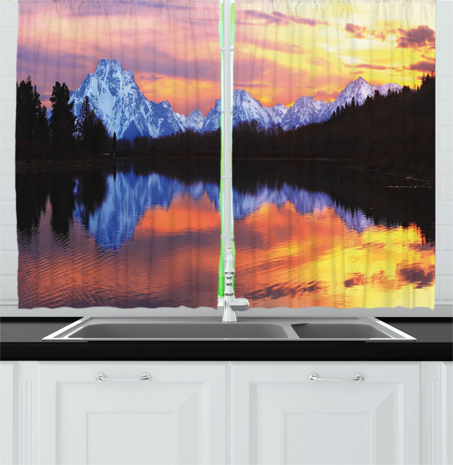 Wyoming Curtains 2 Panels Set Snake Lake At Grand Teton National Park Fascinating Sunset View With Reflections Window Drapes For Living Room Bedroom 55 W X 39 L Multicolor By Ambesonne Walmart Com Walmart Com