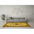 thumbnail image 3 of Ahgly Company Machine Washable Indoor Round Medallion Yellow Traditional Area Rugs, 5' Round, 3 of 4