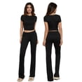 thumbnail image 3 of Yunliwuli Women's 2 Piece Casual Outfits Short Sleeve Crop Tops Solid Color Skinny Pants Sets, 3 of 9