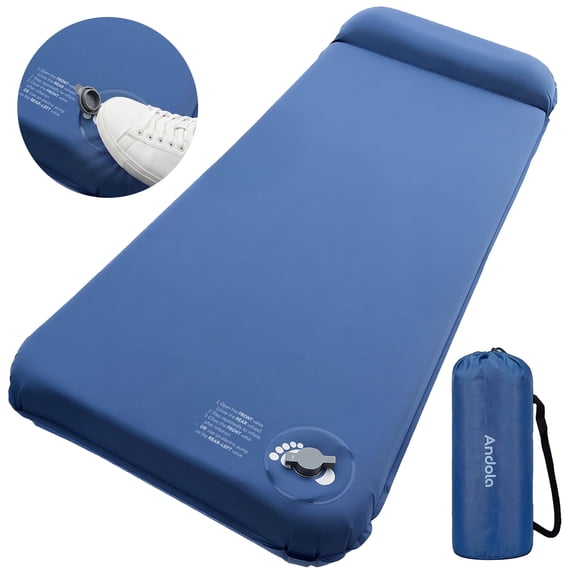Sleeping Pad for Camping, 3.1" Ultra-Thick Self-Inflating Outdoor Camping Mat with Pillow & 9.5 R-Value, Insulated All-Season Foam Camping Mattress for Camping Travel Tent Car