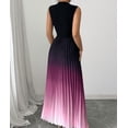 thumbnail image 3 of Women's Maxi Dress Ombre Mock Neck Sleeveless Pleated A Line Flowy Long Dresses, 3 of 5