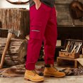 thumbnail image 5 of Men's Cargo Pant Loose Fit Casual Joggers with Multiple Pockets Summer Streetwear Red Pant, 5 of 7