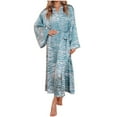 thumbnail image 2 of Qertyioot Robe Portefeuille pour Femmes, Pyjama Long Décontracté Tenue d'Intérieur Pyjama à Manches Longues à Moins de 20 $, 2 of 5