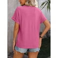 thumbnail image 7 of Summer New Style V-neck Button Solid Color Polka Dot Loose Short-sleeved T-shirt For Women, 7 of 7