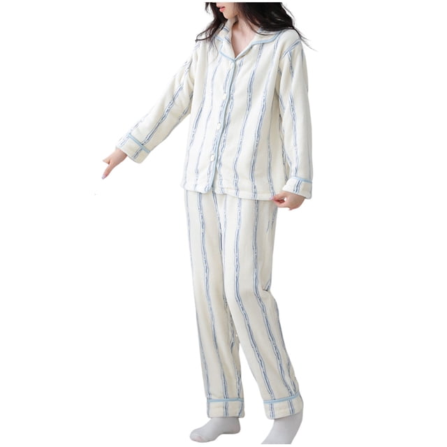 COM1950s Ensembles de Pyjama pour Femmes, Pyjamas pour Femmes, Mode Décontractée Ample en Flanelle à Manches Longues, Ensemble de Pyjama, Ensemble de Pyjama pour Femmes