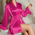 thumbnail image 5 of HVOBTTY Women's Lightweight Short Robe, Robes for Women, Spring Summer Long Sleeve V-Neck Homewear Sleep Pajamas Short Robe for Women Hot Pink, M, 5 of 5