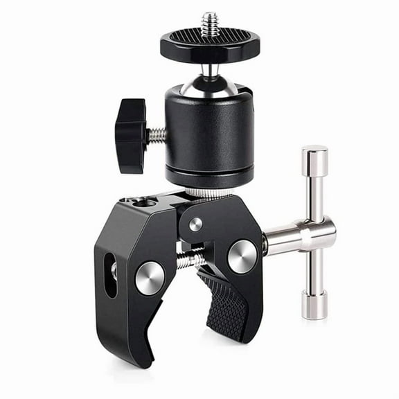 Super Clamp with 360° Mini Ball- Quick Release Clamp Bracket Tripod Mount 1/4 Screw Clip for DSLR Camera