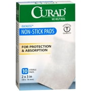 Curad Small Non-Stick Pads, For Wound Protection and Absorption, 2" X 3", 10 Count Box