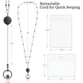 thumbnail image 2 of Retractable Badge Reel Lanyard with 2 Pieces ID Holder for Women, Fashion Beaded Chain Premium Stainless Steel Lanyard Necklace Water Resistant Name Badge Holder (Black), 2 of 7