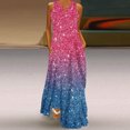 thumbnail image 2 of pimelu Dresses for Women Summer Dresses for Women Loose Pocket Evening Party Formal Tank Maxi Dresses Summer Elegant Gradient Sleeveless V-Neck Ladies Long Dresses, 2 of 5