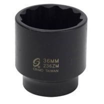 Sunex 236ZM 0.5 in. Drive x 36 mm 12 Point Impact Socket