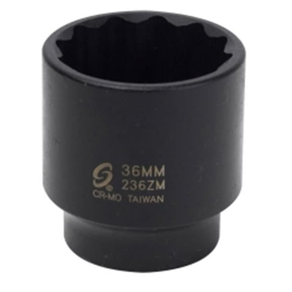 Sunex 236ZM 0.5 in. Drive x 36 mm 12 Point Impact Socket
