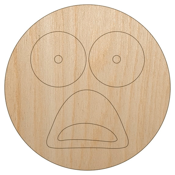Mouth Agape Shocked Face Wood Shape Unfinished Piece Cutout Craft DIY Projects - 6.25 Inch Size - 1/8 Inch Thick