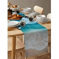 thumbnail image 6 of Coastal Beach Table Runner Cotton Linen 90 Inch Holiday Dresser Scarves, Blue Ocean Summer Sand Mountain Shore Tablerunner for Kitchen Coffee Dining Bedroom Living Room Dinner Scarf Décor 13''x90'', 6 of 9